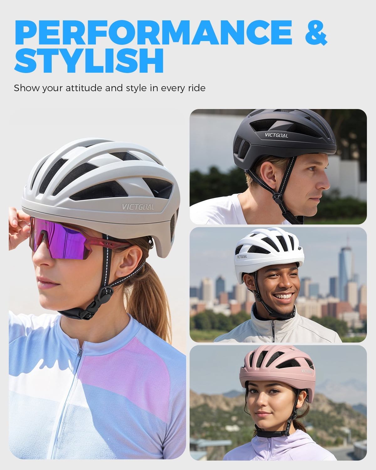 VICTGOAL Road Bike Helmet Adults Men Women Lightweight Adjustable Fit Breathable Bicycle Helmets for MTB Cycling Ebike Scooter