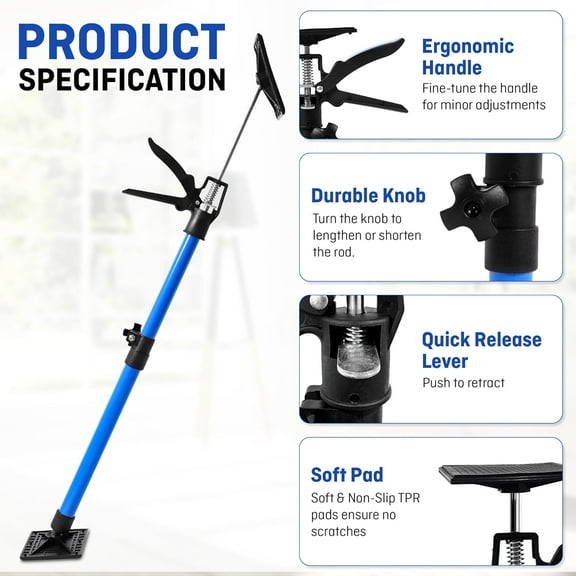 2 Pack Adjustable Cabinet Lift Jack, Telescopic Support Pole, 360° Rotating , 150 lbs Capacity