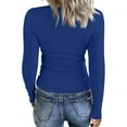 thumbnail image 3 of Long Sleeve Shirts for Women Rib Knit Slim Fit Tops Basic Tee Casual T-Shirt Underscrubs Fall Fashion Clothes 2025 Blue XXL, 3 of 4