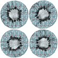 thumbnail image 2 of Shower Caps,Light Blue Christmas Snowman Pattern Waterproof Shower Cap for Women 4 Pieces,Double Reusable Hair Cover for Shower PEVA Elastic Stretch Hem, 2 of 7