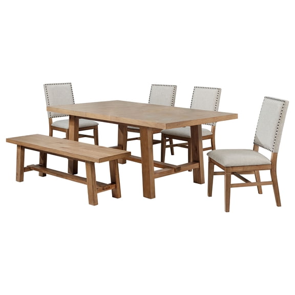 Middleton 6-piece Extension Leaf Dining Set Natural and Beige