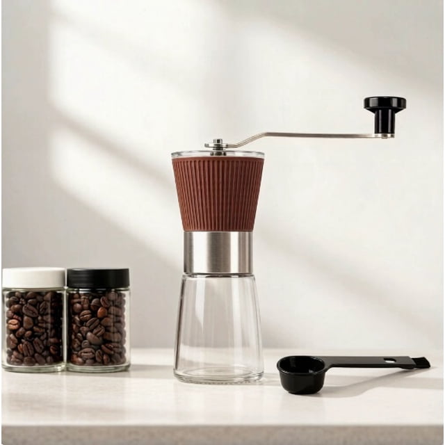 Molinillo de café Manual portátil, molinillo de café con manivela for uso doméstico, duradero y fácil de limpiar, 1 ud.