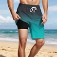 thumbnail image 5 of XIAOCHA Men's Solid Color Swim Trunks Elastic Drawstring Waist Loose Fit Beach Boardshorts, 5 of 7