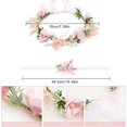 thumbnail image 4 of Diadema para mujer, Taumie, juego de corona y pulsera de flores de boda, corona floral de perlas, diademas para niñas, diadema ajustable para fiestas, viajes, bodas en la playa, 4 of 5