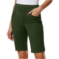 thumbnail image 2 of Hueook Womens Shorts Workout Knee Length Stretch Twill Shorts Thin Waist Pull Regular Hiking Shorts Bermuda Summer Casual with Pockets Green 5X, 2 of 9