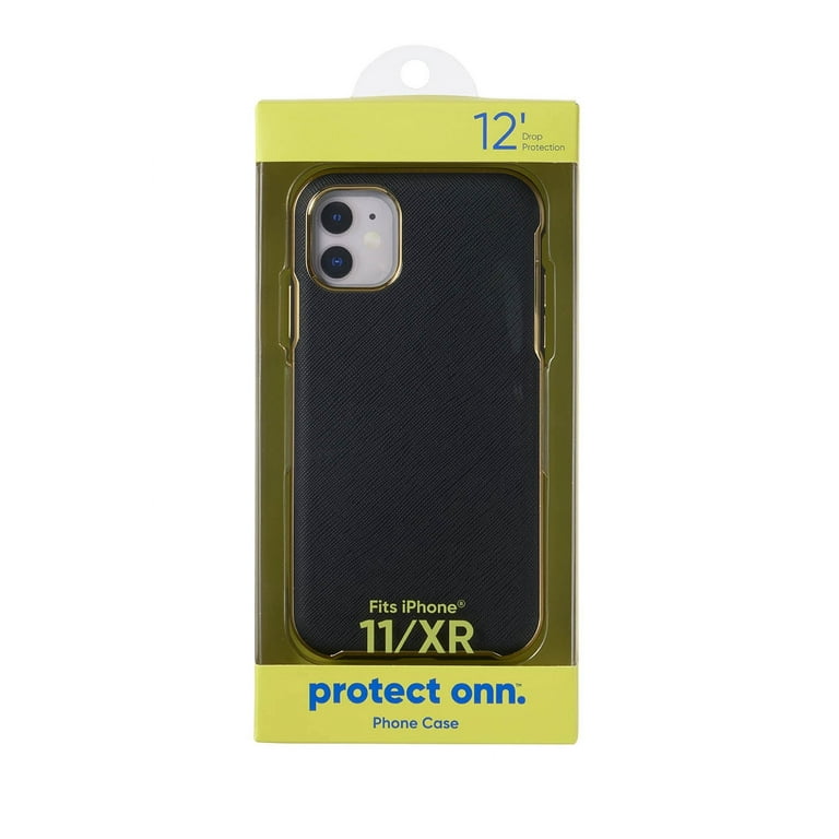 Onn Vegan Leather Phone Case for iPhone 11/XR, Gold Metallic Trim, Slim Protective Style - Walmart.com Onn Vegan Leather Phone Case for iPhone 11/XR, Gold Metallic Trim, Slim Protective Style - Walmart.com