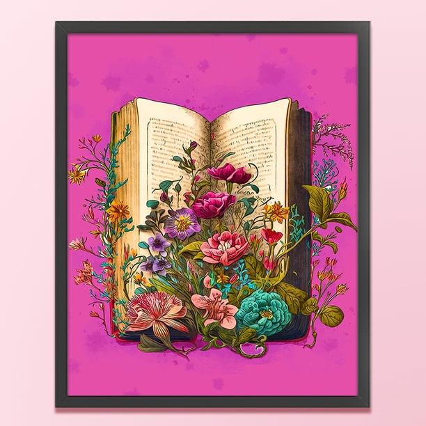 Cuadros Decorativos Bordado completo Hilo de algodón ecológico 11CT Flores impresas y kit de punto de cruz de libro Wdftyju embutido en tela
