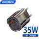 thumbnail image 2 of Cargador USB PD de 35 W, transparente, mecánico, carga rápida 3.0, carga rápida en la pared, para iPhone, Samsung, enchufe Xiaomi y Huawei, 2 of 5
