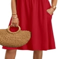 thumbnail image 4 of CHOK Robe en Lin Décontractée à Manches Courtes et Poches pour Femmes, 4 of 4