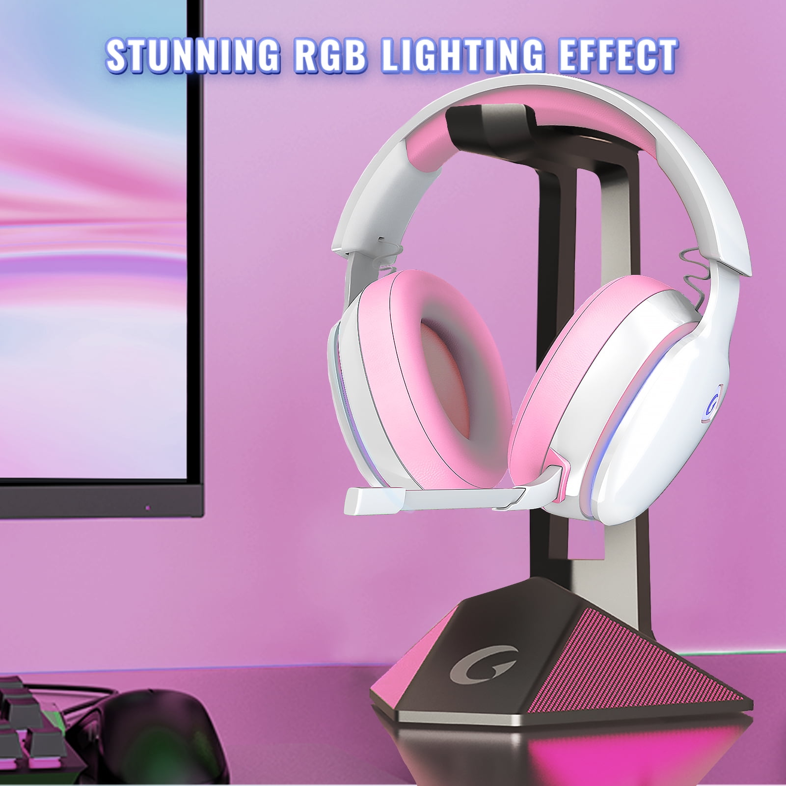 Ecomoment Wireless Gaming Headset for PS5, PC, Switch, Mac with Bluetooth 5.2, 2.4GHz USB Gaming Headphones with Detachable Noise Canceling Mic,Stereo Sound,3.5mm Wired Mode for Xbox Series