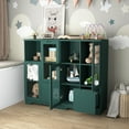 thumbnail image 6 of Hearthora Modern Green MDF Painted Storage Cabinet with Glass Doors and Drawer, Adjustable Shelves for Living Room, Bedroom, Office, 6 of 7