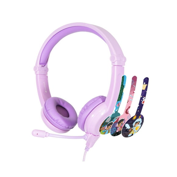 Audífonos Buddyphones gamer Galaxy para niños con control de audio seguro y micrófono de brazo color Morado