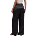 thumbnail image 4 of Womens Silk Satin Pajama Pants Casual Loose Lounge Pants Drawstring Elastic Waist Wide Leg Pj Bottoms with Pockets Black L, 4 of 5