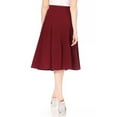thumbnail image 3 of Women's Solid Flared Lightweight Elastic High Waist Midi A-line Skirt, 3 of 7