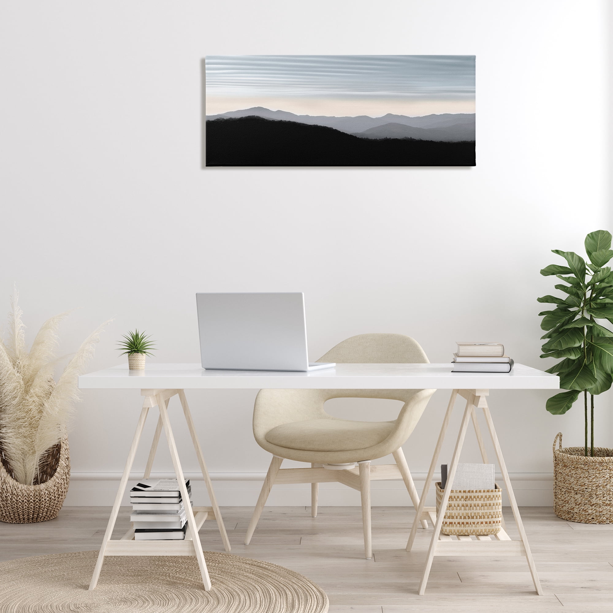 Stupell Industries Mountains with Rippled Sky Landscape & Nature Photography Wrapped Canvas Art Print Wall Art, 40 x 17