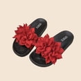 thumbnail image 6 of Flat Sandals Women Flower Decoration Solid Color Open Toe Dressy Comfortable Walking Lightweight Summer Cute Sandals, 6 of 6