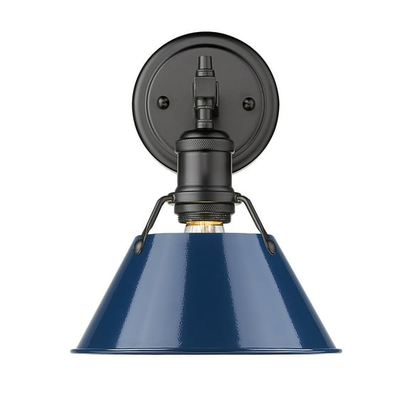Yep by Golden Lighting Orwell 1-light Vanity in Matte Black and Navy Blue shade