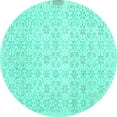 thumbnail image 1 of Ahgly Company Machine Washable Indoor Round Abstract Turquoise Blue Contemporary Area Rugs, 3' Round, 1 of 4