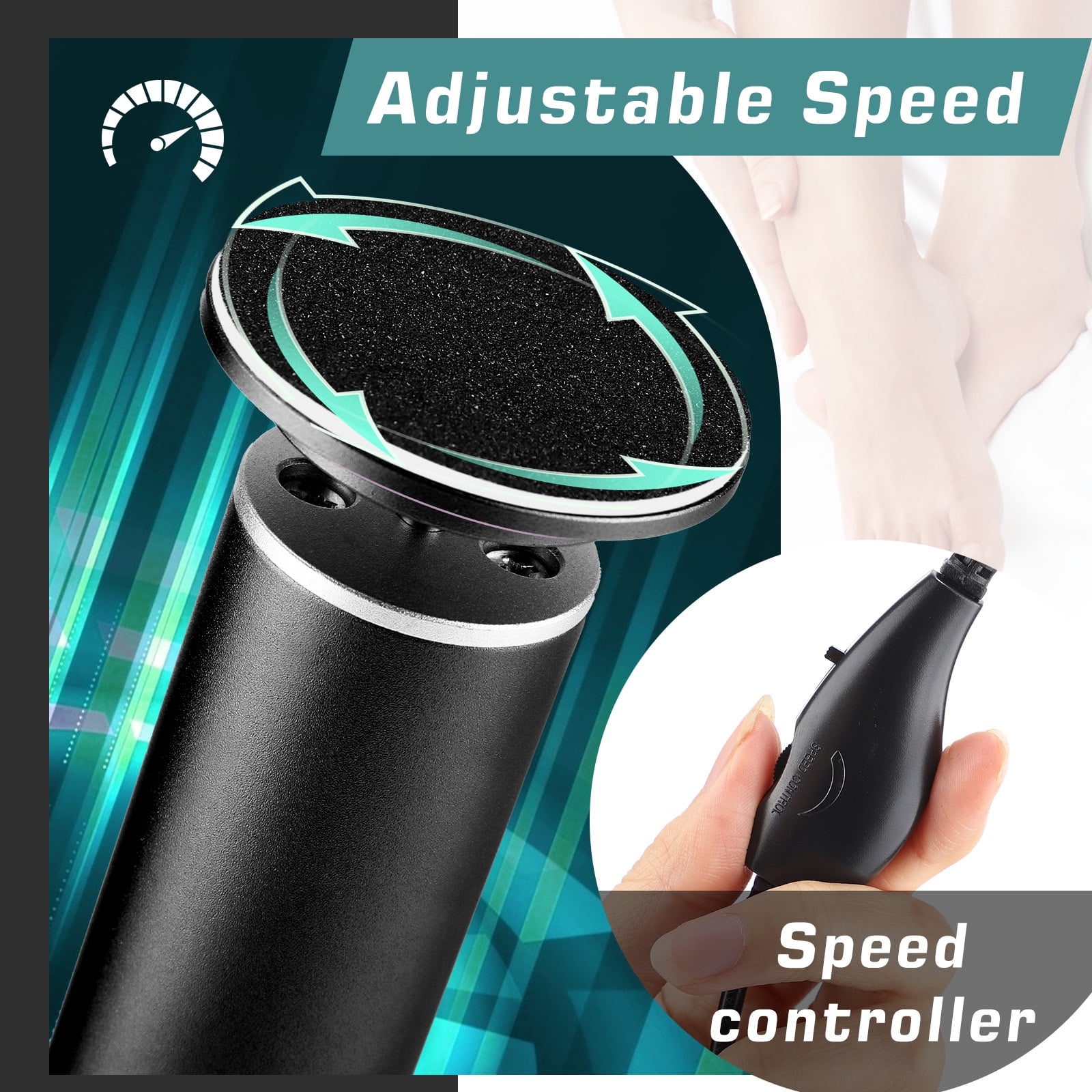 Electric Callus Remover, Foot File Grinder Tool with Adjustable Speed Controller, 60PCS Replacement Sanding Discs, Men Women Dead Dry Crack Skin Calluses Remover