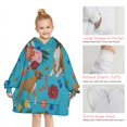 thumbnail image 6 of Dogs with Pioneer Flower Blanket Hoodies for Kids 6-13YR Oversize Wearable Blanket Hoodies for Boys Girls Teens, 6 of 7