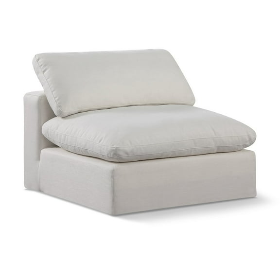 Meridian Furniture Comfy Cream Linen Textured Fabric Armless Chair
