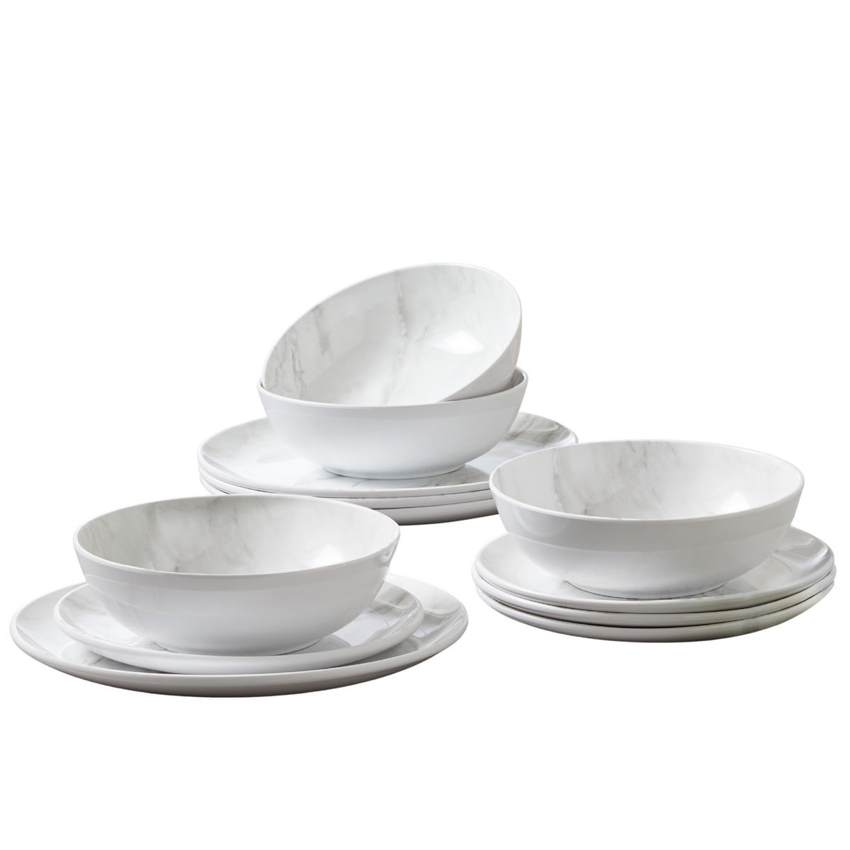 Better Homes & Garden 12-Piece Melamine Marble Dinnerware Set