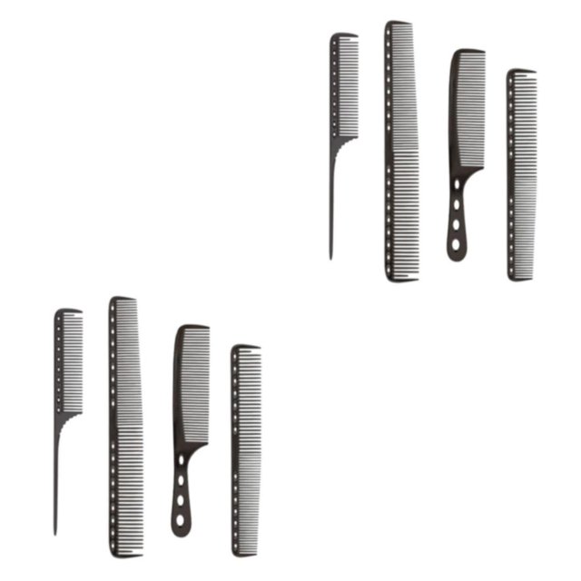Guardurnaity Peine de corte de 4 piezas para profesionales: ligero y duradero, unisex, más cómodo de sostener, peine de corte de pelo, negro Negro brillante 2Conjunto