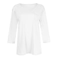 thumbnail image 4 of DENGDENG 3/4 Sleeve Womens Tops Elbow Sleeve V-Neck Basic Tees Work Summer Casual Blouses Solid Color Three Quarter Length Shirts Spring Petite Tunic Tops White 3XL, 4 of 5