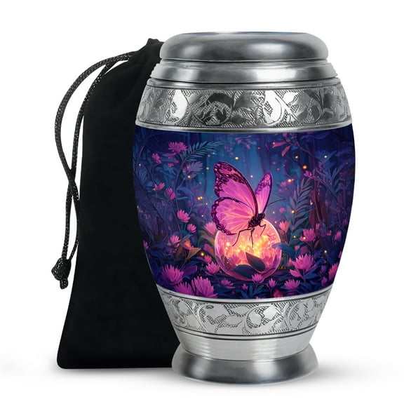 MUKTIVE Butterfly Cremation Urns for Adult Ashes Women, Large Memorial Urns for Adult Male, Purple Flower Funeral Urn for Female Ashes, Blue Burial Urn for Mother & Father, 10 Inch