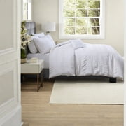Elegant Cotton Seersucker Bedding Sets King/Cal King 4Piece Cozy White Design for Home Retreat