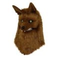 thumbnail image 1 of Sombrero de cabeza de lobo husky, sombrero de cabeza de animal, accesorio ligero para Halloween, gorra de cosplay Marrón, 1 of 9