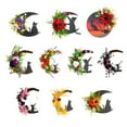 thumbnail image 3 of Witchy Celestial Door, Art Halloween Lunar Decor Kitty Lovers Gift, Black Cat Witchy Hag Wreath, Sunflower Black Cat Crescent Moon Grapevine, Suitable for Holiday Decoration, 3 of 8
