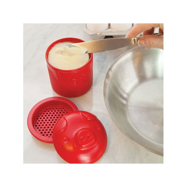 Talisman Designs Happy Pig Bacon Grease Cooking Oil Container with