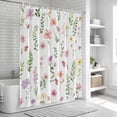 thumbnail image 5 of Pink Spring Floral Shower Curtain, Waterproof Shower Curtains for Bathroom, Flowers Elegant Pastoral Leaves Washable Fabric Bathtub Curtain Set Bath Decor with 12 Hooks Extra Long 72"x96", 5 of 6