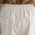 thumbnail image 2 of Inleife Women's Solid Color Pocket Cotton Linen Casual Loose Long Pants White M, 2 of 6