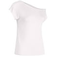 thumbnail image 4 of White Womens Tops Women's Casual Off Shoulder Tops Short Sleeve T Shirts Loose Summer Blouse Shirts for Women, 4 of 6