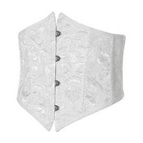Floral Corset Belt for Women Lace Up Boned Vintage Underbust Bustier Corsets Medieval Dress Waist Belts White, M