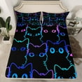 thumbnail image 2 of jejeloiu Cartoon Kawaii Cats Queen Sheet Sets,Colorful Animals Flat Sheet,Multicolor Ombre Kitten Queen Fitted Sheet For Kids,Microfiber Bedroom Decor,4pcs, 2 of 7