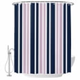 thumbnail image 2 of Navy Blue Pink Striped Waterproof Fabric Shower Curtain,Modern Minimalist Ombre Lines Waterproof Fabric Shower Curtain for Bathroom Curtains Bathtubs Hotel Shower Curtains with 12 Hooks Stall 54x78in, 2 of 8