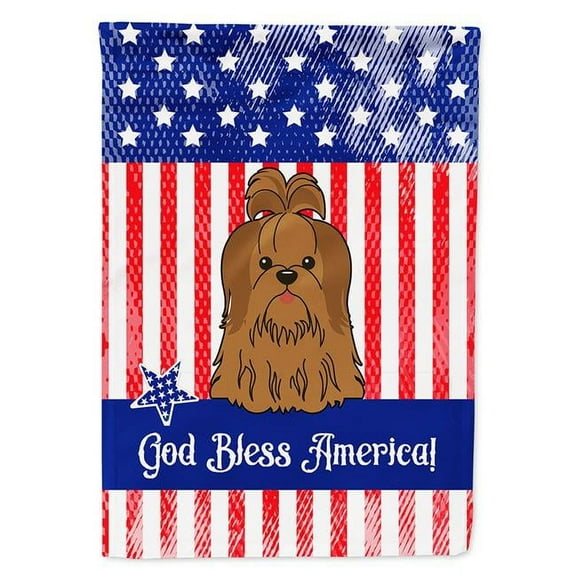 Carolines Treasures BB3081GF Patriotic USA Shih Tzu Silver Chocolate Garden Size Flag