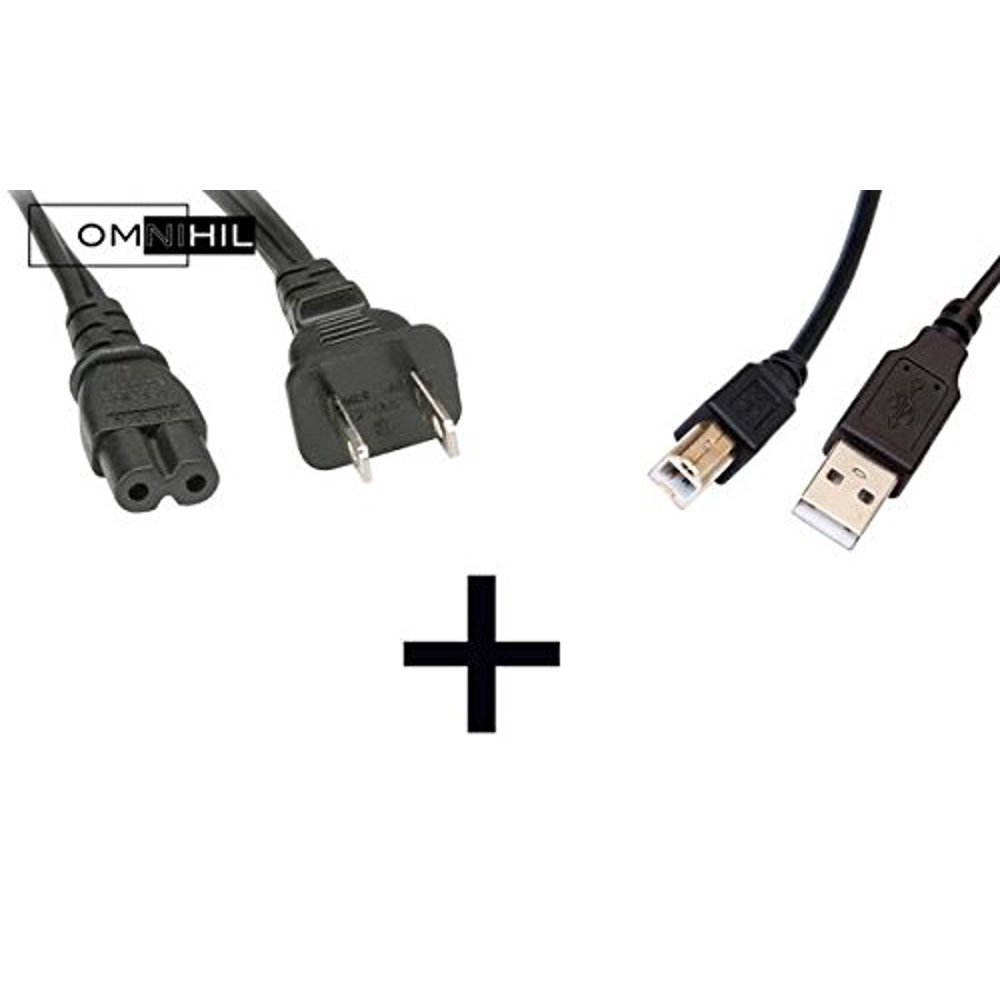 OMNIHIL High Speed 2.0 USB Data Trasfer Cable + AC Power Cord for HP