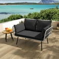 thumbnail image 3 of Dextrus Patio Sofa and Loveseat, Boho All-Weather Wicker Rattan Conversation Chairs with Cushions & Lumbar Pillows - Black, 3 of 11
