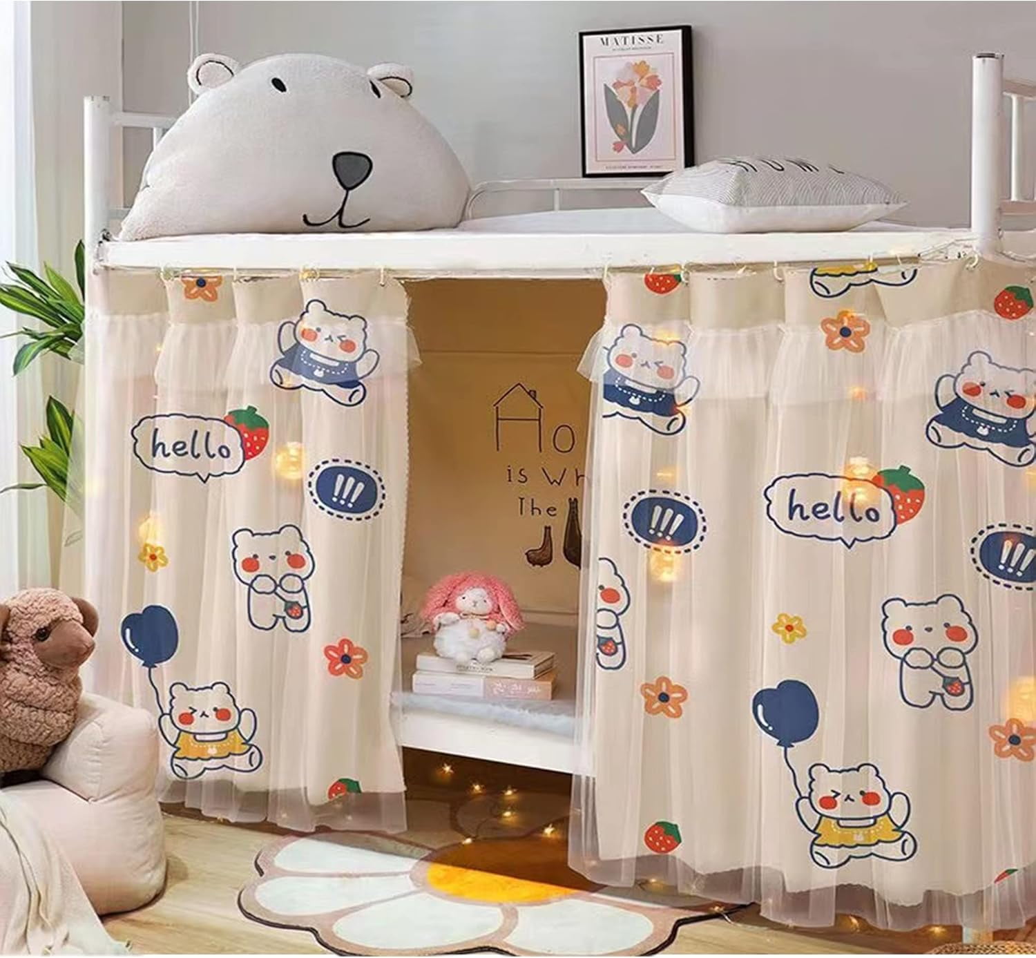 CAILDANL 2 Panels,Bottom Bunk Bed Curtains Cloth Breathable Bed Canopy Students Curtain Shading Nets for Single Bed