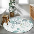 thumbnail image 4 of Turquoise Coastal 4ft Round Rug, Summer Beach Coral Shell Starfish Ocean Non-Skid Rubber Backing Large Area Rugs - Living Room Bedroom Home Office, Indoor Floor Mat Carpets Washable Rug, 4 of 9