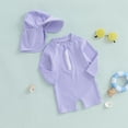 thumbnail image 4 of Tiijoy Boys Striped Zipper Long Sleeve Rashguard 1-Piece Swimsuit & Hat, Sizes 0-24 Months, 4 of 8