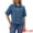 Blue, variant on Women's Short Sleeve Button Down Boxy Shirt Tops Jean Jacket S Dark Blue