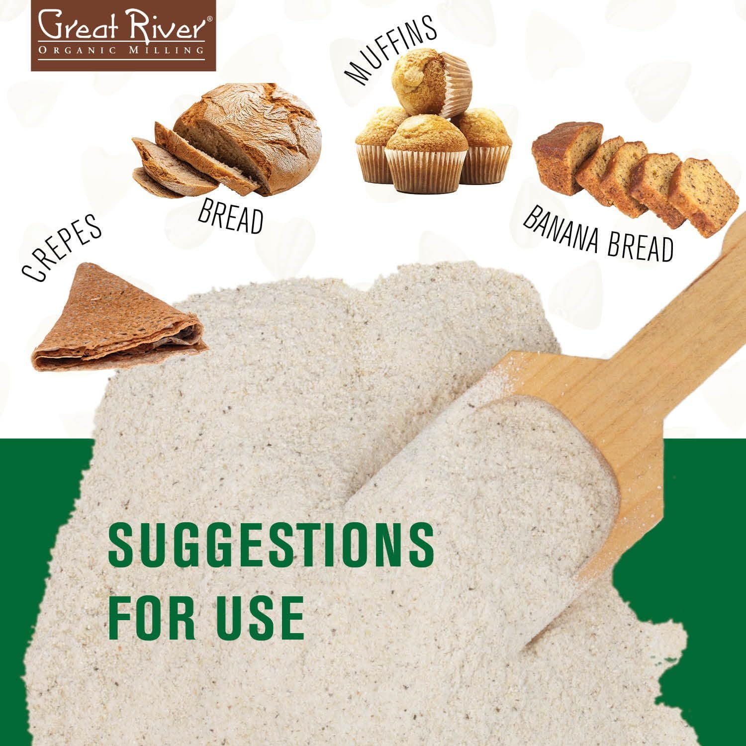 Great River Organic Milling Organic Gluten Free Buckwheat Flour  Gluten-Free Flour Alternative  Non-GMO, Kosher, USDA Organic  Ideal for Crepes, Pancakes, Waffles, Baking & More  25 Lb Pack of 1
