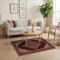 thumbnail image 3 of ODIKA 4'x6' Washable Area Rug Vintage Interlocking Web Symmetrical Balanced Composition Carpect for Home Office, Under Desk, Non-Slip Chair-Friendly, Flatwoven, 3 of 7