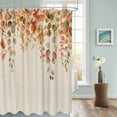 thumbnail image 3 of Fabric Shower Curtain Fall Thanksgiving Retro Autumn Leaves Linen Texture Shower Curtains with 12 Hooks Waterproof Machine Washable Bath Curtains for Bathroom, 48x 72in, 3 of 6