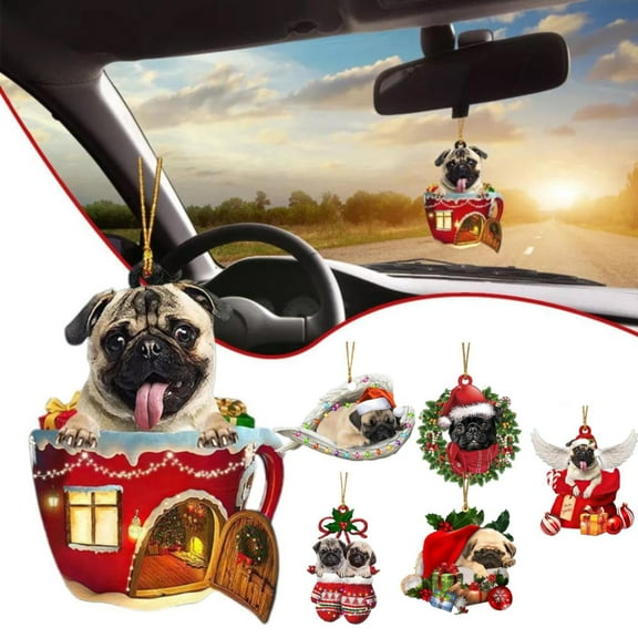 CoreLiving Pug Ornament, Pug Christmas Ornaments for Tree, 2025 Pet Acrylic Decoration, Cute Gift for Pug Lovers, Dog Mom & Pet Owners, Durable Xmas Holiday Decor